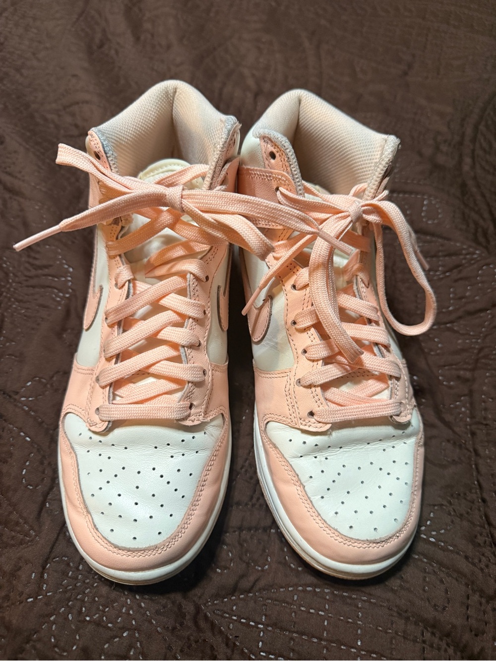 Nike Women’s Peach and White High-Top Sneakers